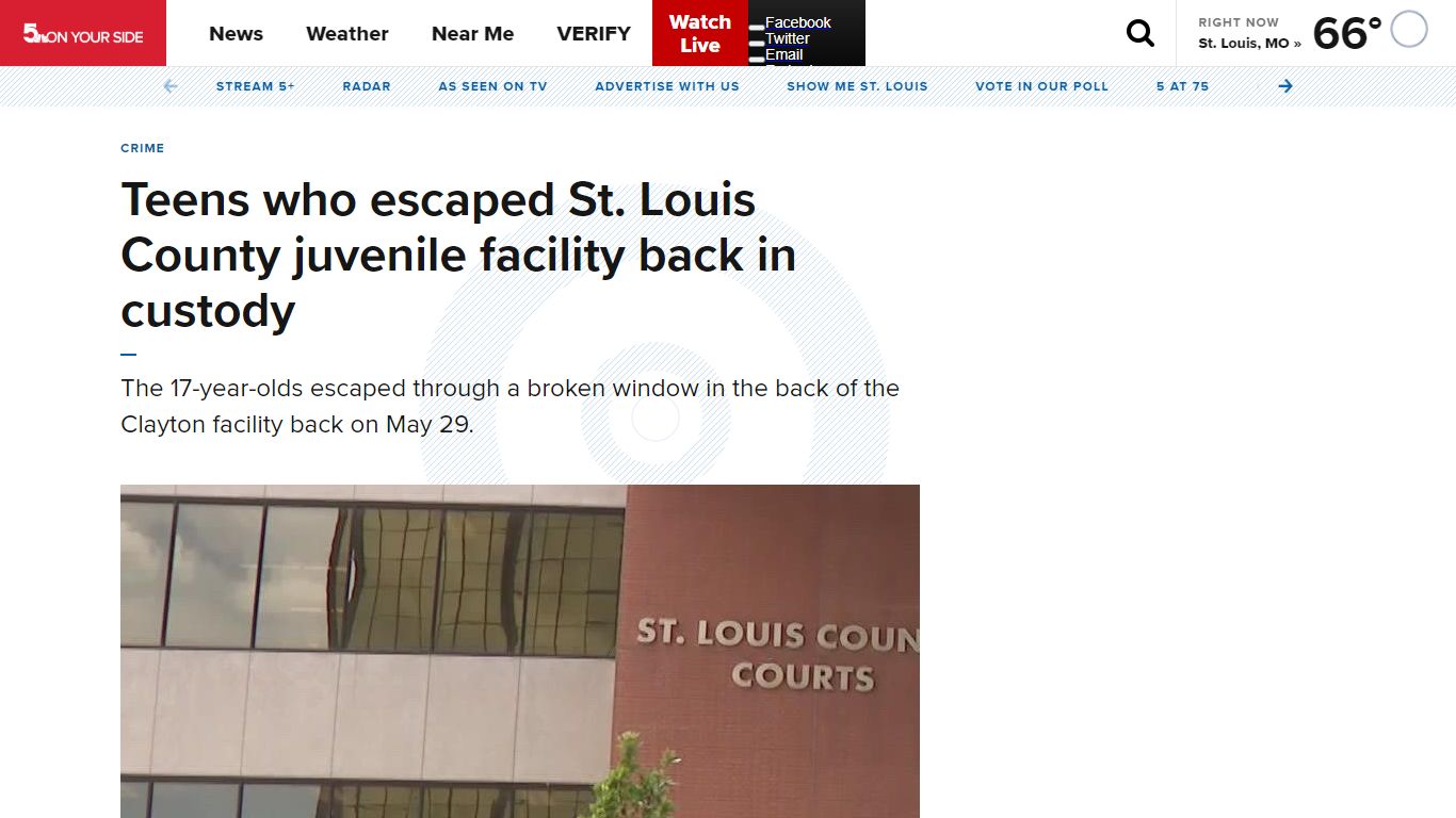 Teens who escaped St. Louis County juvenile facility back in custody - KSDK